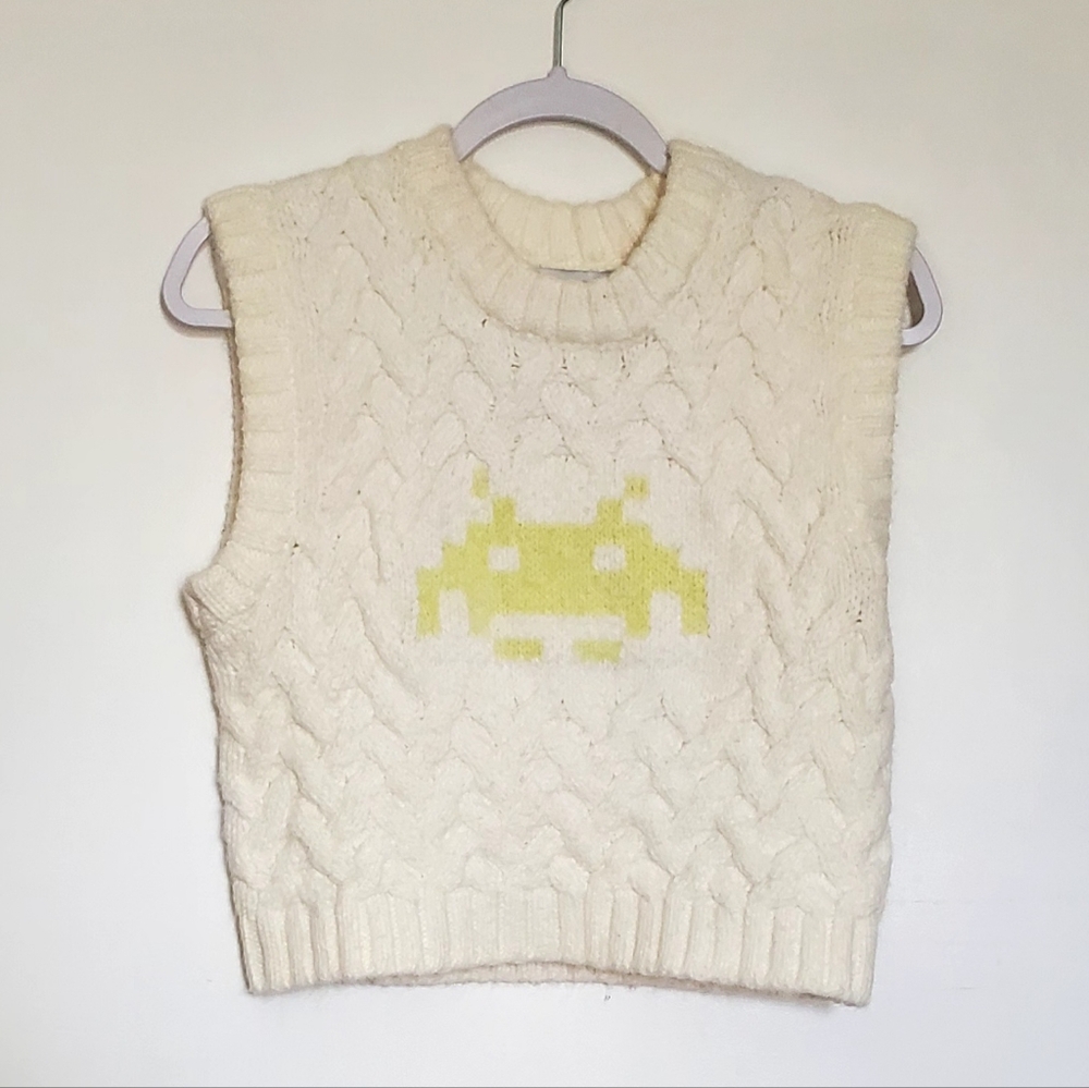 Zara Space Invaders knitted Vest size medium